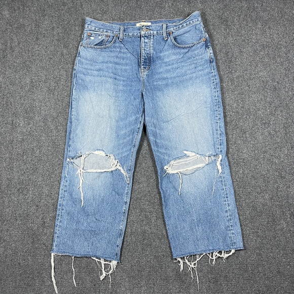 Madewell Low Slung Straight Jean Button Fly Mid Wash Denim Womens Size 32 0833 - Picture 1 of 11